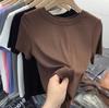 Letní tričko s krátkým rukávem Bílá trička Dámská Plus Size Slim Fit Vrchní oblečení s kulatým výstřihem Jednobarevné Měkké Pohodlné Tričko Tenké