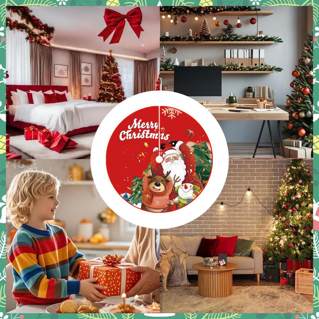 Skirt For Christmas Tree 35inch Red Festive Winter Home Decorations Christmas Tree Rug Base Cover For New Year Home Dorm
