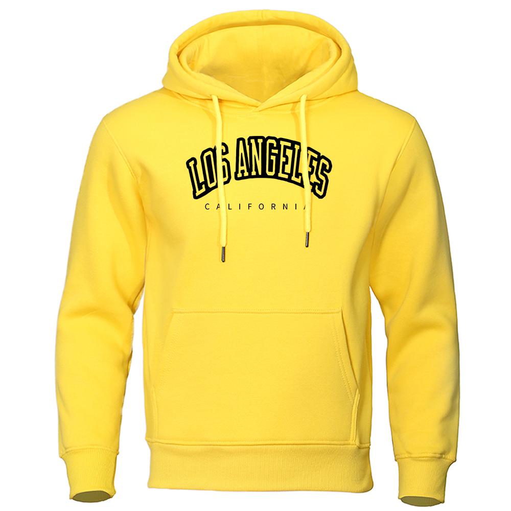 Los Angeles California Black Printed Men'S Sweatshirt Hipster Warm Hooded Hip Hop Crewneck Hoodies Autumn Loose Clothing Womens