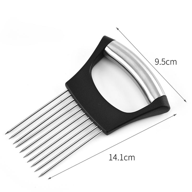Stainless Steel Onion Slicer Holder for Slicing Vegetable Fruit Slicer Storage of Onions and Vegetables Garlic Press Gadgets