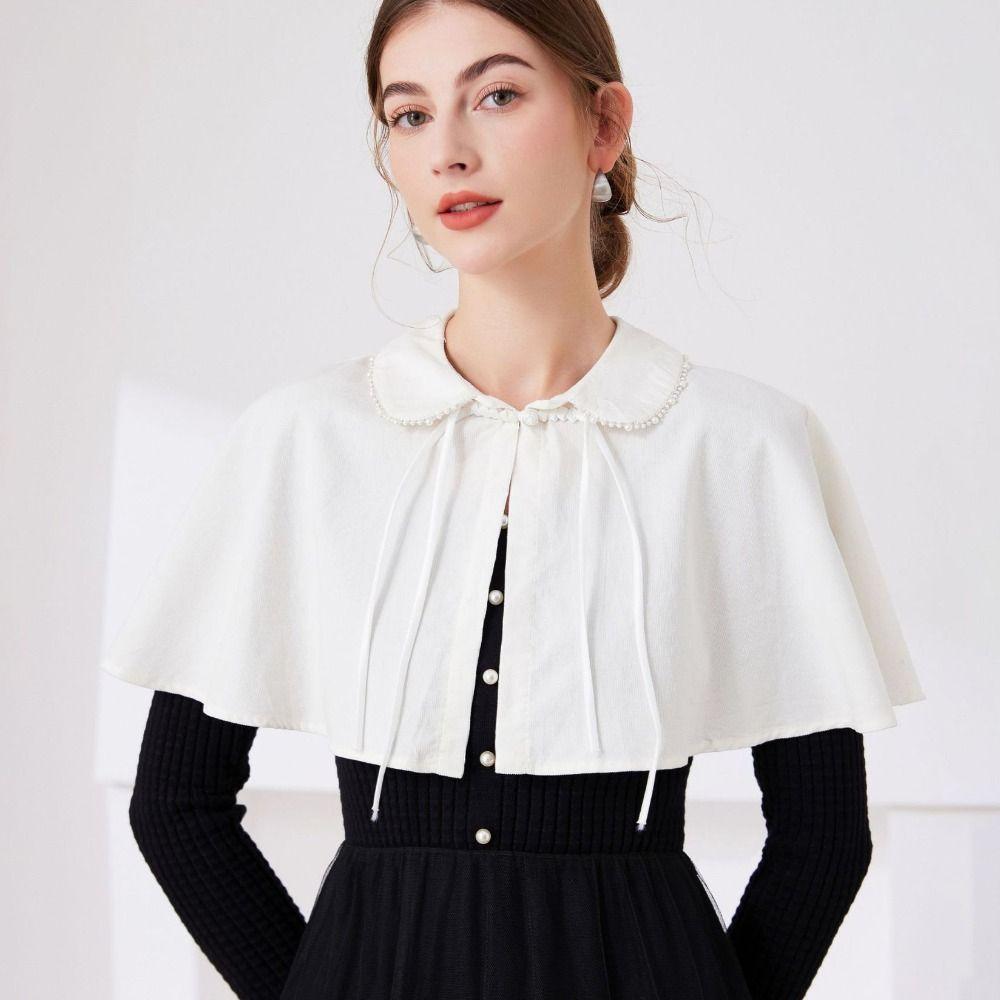 Ribbon Decoration Ruffled Shawl Bowknot Blouse Shoulders Fake Collar  Clothes Accessory