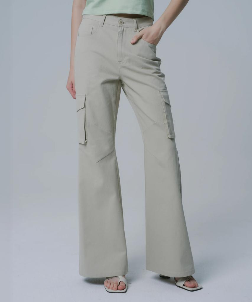 WAARFORWOMAN W1121 Cargo Bootcut Pants_Beige