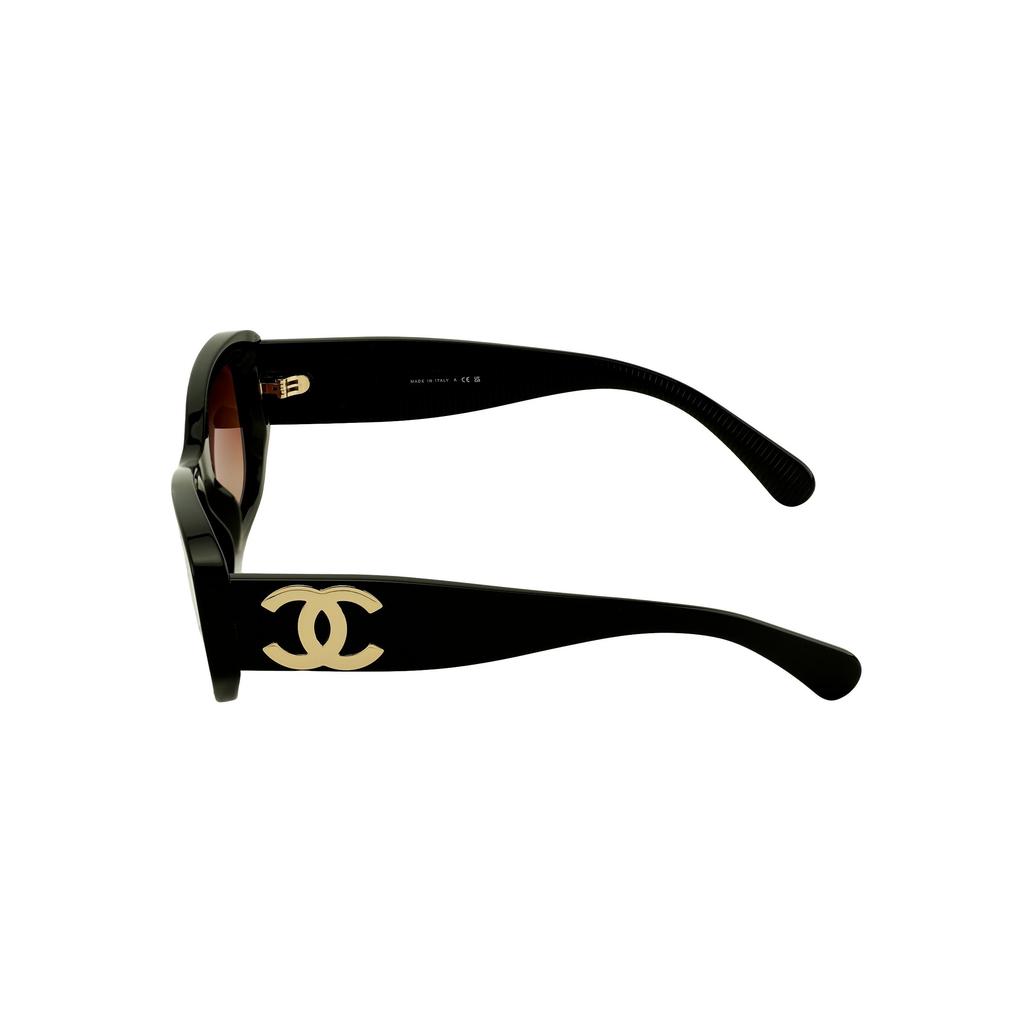[In verschiedenen Größen erhältlich] CHANEL  seitlich bedruckte  unregelmäßig geformte Sonnenbrille für Damen  schwarz