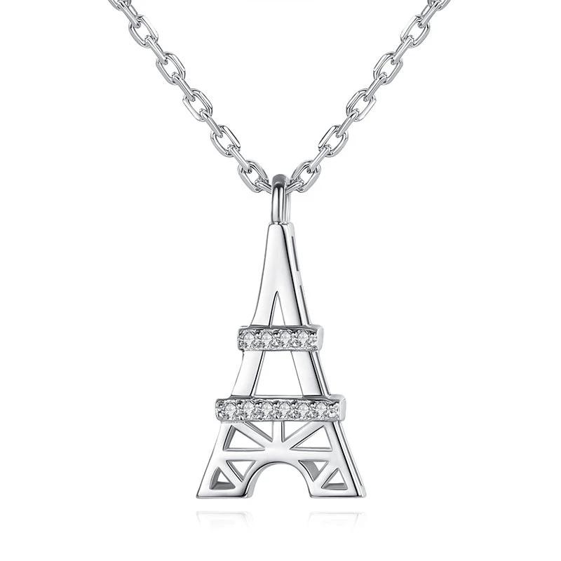 Sparkling Eiffel Tower Pendant Necklace Elegant Paris Inspired Romantic Jewelry for Women