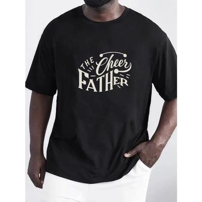 T-shirts Imprimés 'The Cheer Father' Taille Européenne Pour Hommes, T-shirt Décontracté à Col Rond Manches Courtes, T-shirt Confortable Respirant Pour Toutes les Saisons
