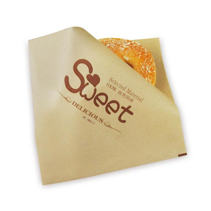 100Pcs Baking Donut Bakery Food Packaging Kraft Bag Oilproof Fried Bread Sandwich Paper Sweet Wrapping