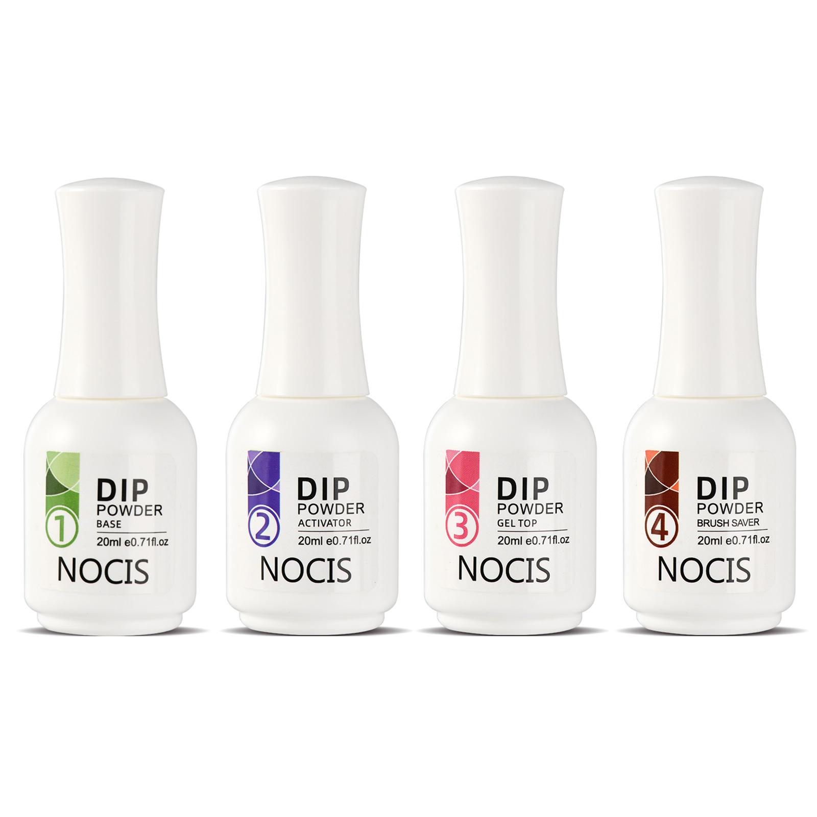 

NOCIS Dip Powder Base Coat Activator Top Coat Brush Saver 20 мл*4 Аксессуары для дизайна ногтей 20ML прозрачный