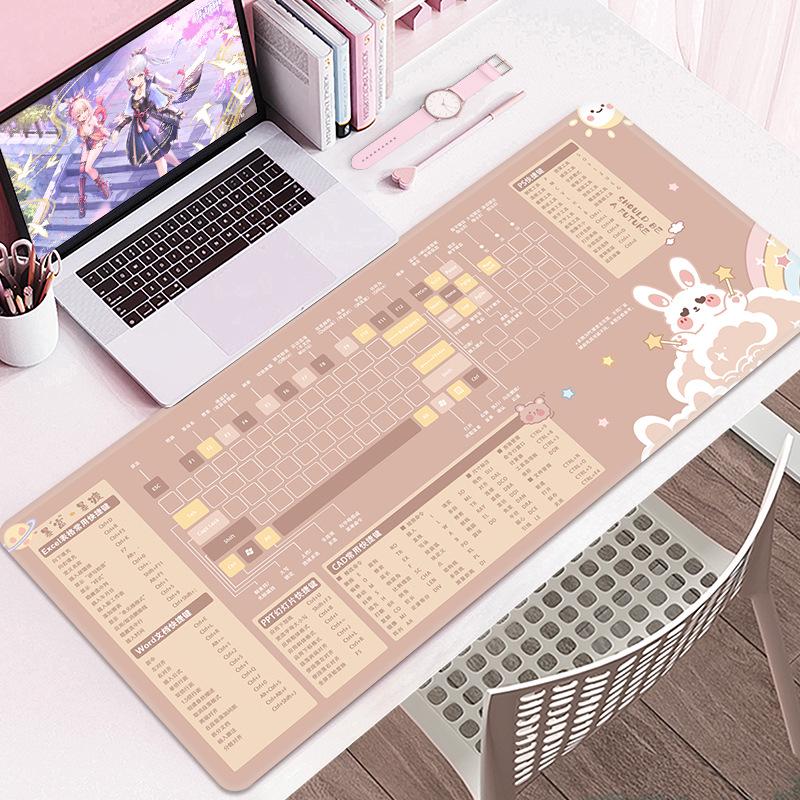 Extra Large Cartoon PS Hotkeys CAD Mouse Pad - Non-Slip Desk Mat for Keyboard & Laptop