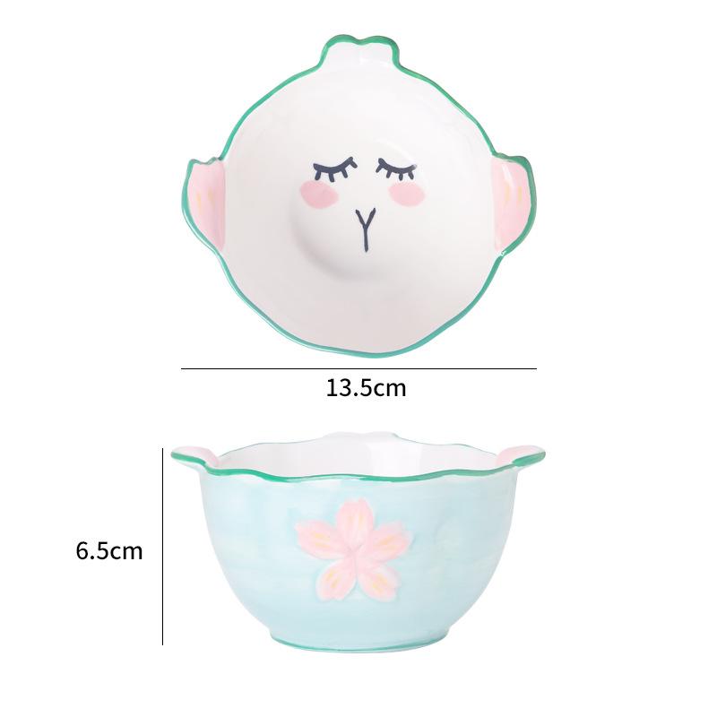 Creative cute cartoon ceramic tableware plate hand-painted ceramic bowl plate plate  set household tableware