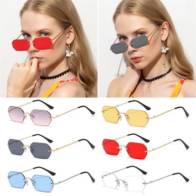 Fashion Rimless Driving Eyewear UV400 Rectangle Sunglasses for Women Sun Glasses
