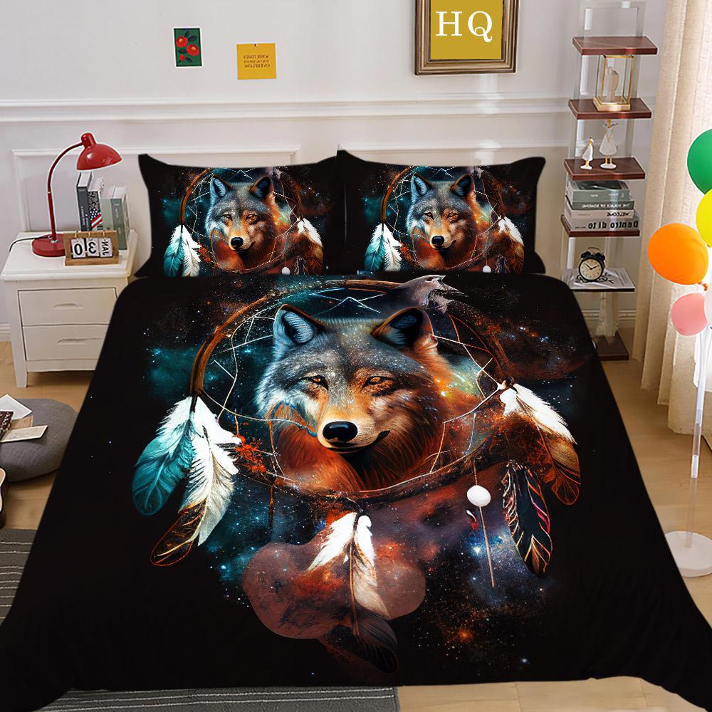 Bedding Polished Four-Piece Set Custom Animal Wolf Print Three-Piece Set Quilt Cover Sheet