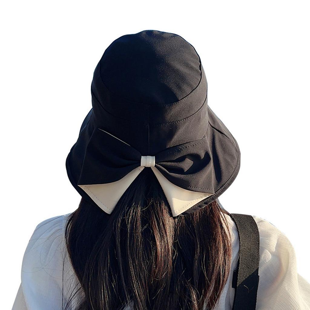 Women's Fashion Bowknot Big Brim Sun Visor Bucket Hat