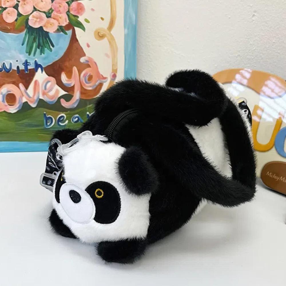 Soft Panda Crossbody Bag PP Cotton Cartoon Animal Handbag Phone Bag Plush Doll Shoulder Bag  Women