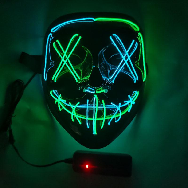Black Ghost LED Sound-Control Mask - Luminous V Shape Halloween Prop