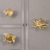 3pc Octopus Gold Color Shell Fish Brass Handle Retro Luxury Cabinet Door Knobs Single Hole Push-pull Wardrobe Drawer Pulls