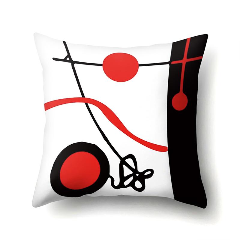 Polyester Pillow Case Car Black and Red Geometric Circle Lines Decorative Home Print Pillow Bedside Cushion Cover