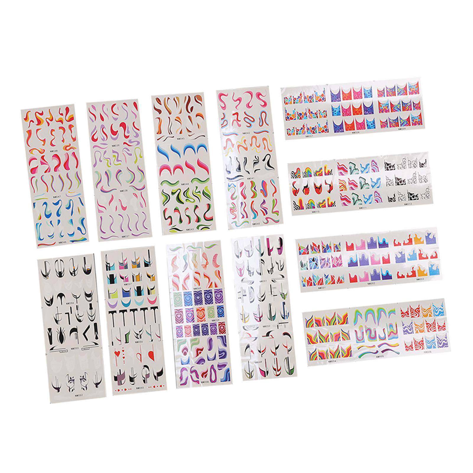 

12 шт. Самоклеящиеся длинные наклейки для ногтей, DIY маникюрные наклейки, подарки для женщин, девушек, любителей ногтей
