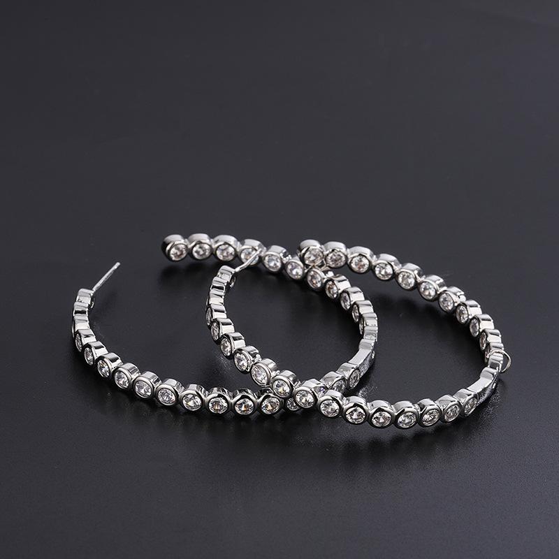 Diamond earrings European and American trend zircon large earrings, slightly zircon cold wind earrings