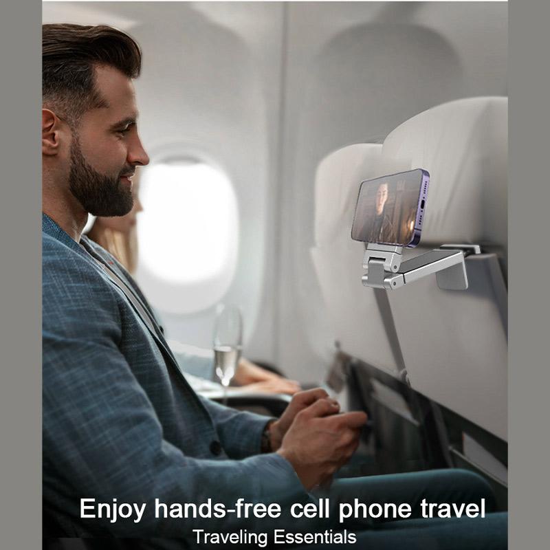 Adjustable ABS Magnetic Phone Holder Travel Essentials Flexible Rotation Hands-Free Airplane Phone Mount Seat Phone Stand