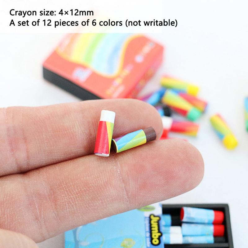 1Set 1:12 Dollhouse Miniature Crayon Color Pencil Box Model Kid Pretend Play Toy
