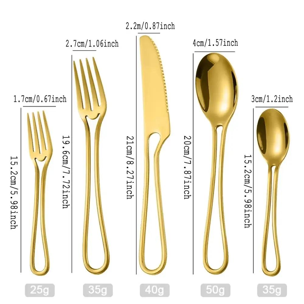 5Pcs Dinnerware Set Stainless Steel Cutlery Steak Knife and Fork Dessert Spoon Tableware Teaspoon Home Restaurant Cutlery Set