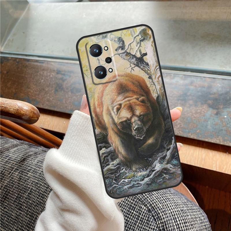 Cute Grizzly Bear Case For Realme 13 Pro Plus 11 12 14  C71 C75 C55 C51 C53 C25 C63 C61 C65 C67 GT6 GT7 15 Pro