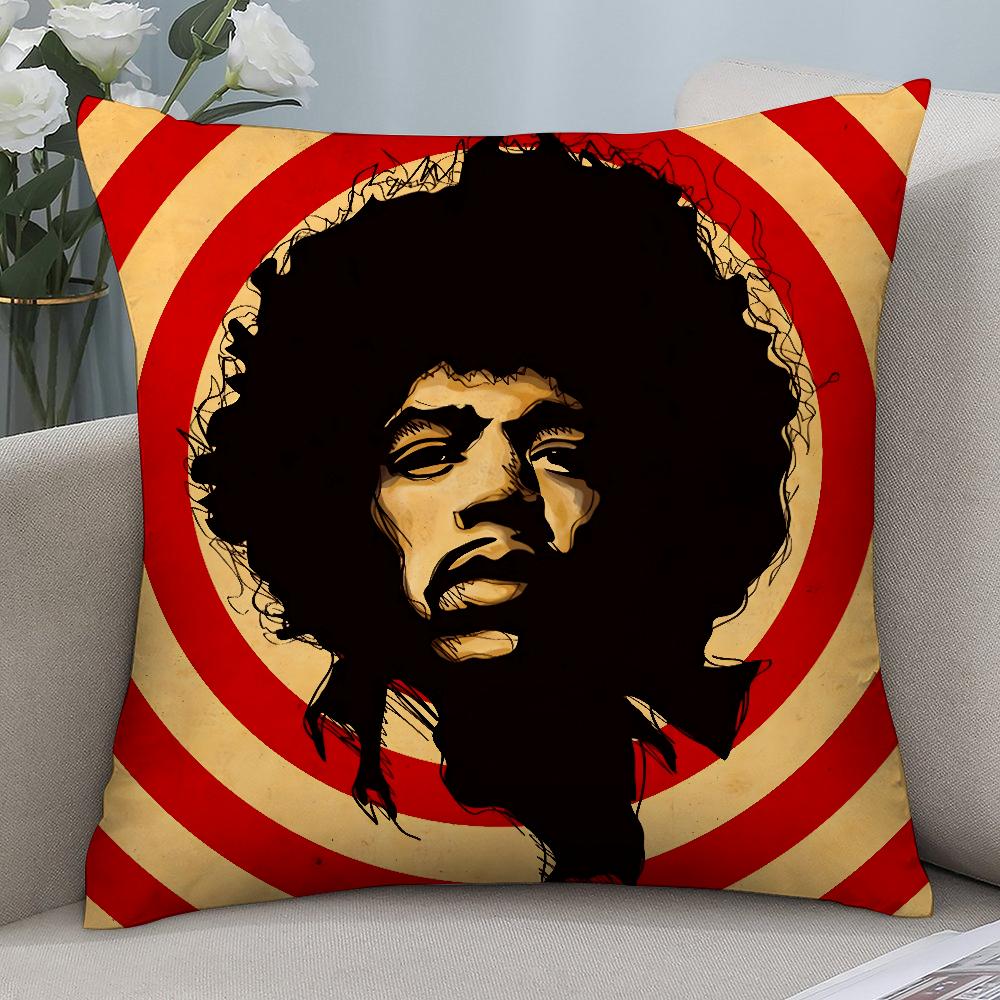 SingerJ-Jimi H-Hendrix Pillow Case Short Plush Sofa Decorative Gift Home Double-sided Printing Cushion