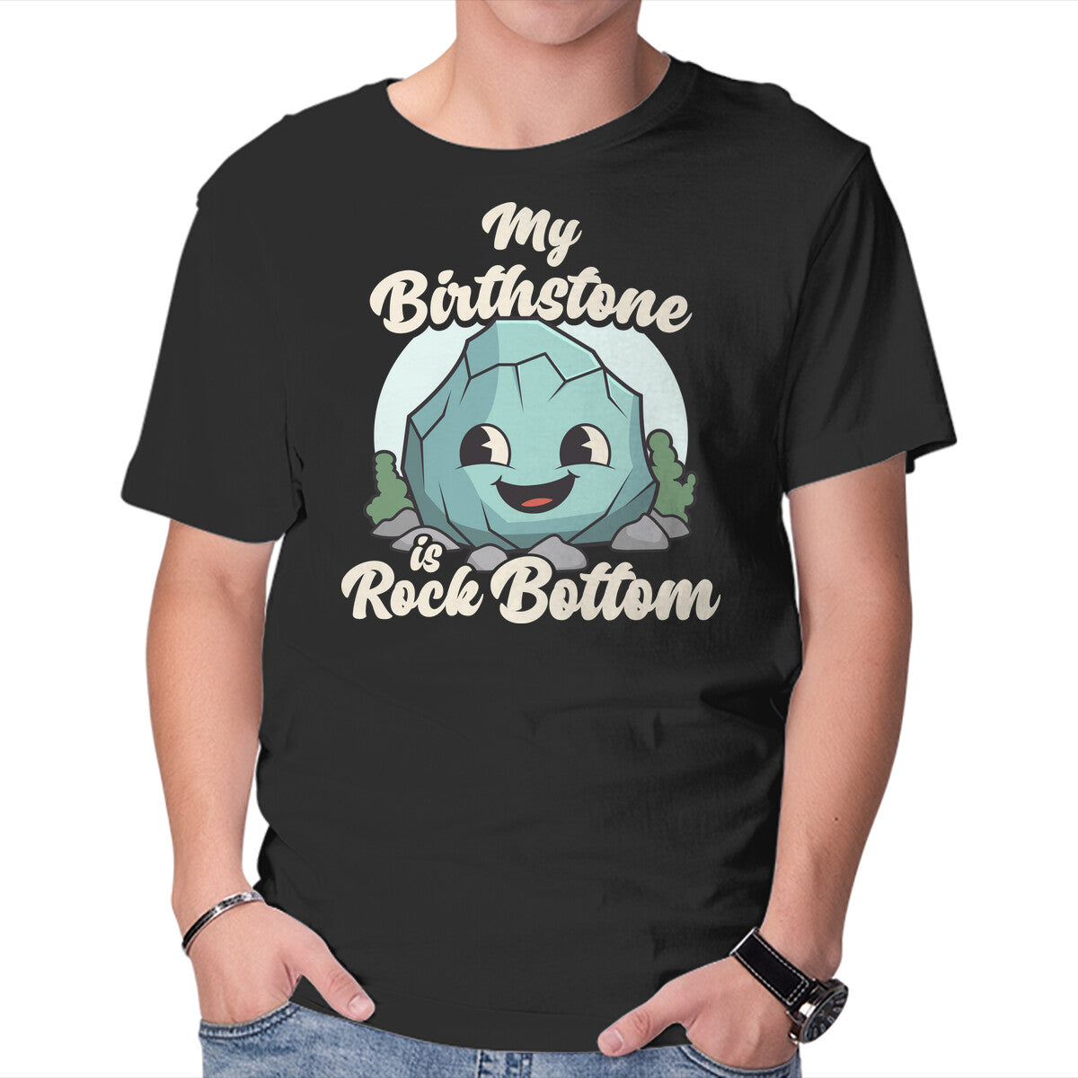 Unisex Crew Neck T-Shirt Rock Bottom Graphic Short Sleeve Casual Tee S