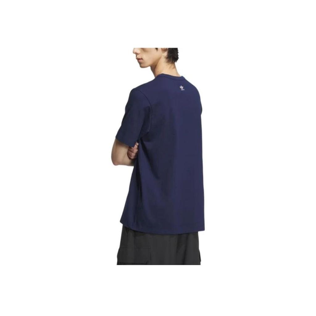 Adidas Originals Logo Print Casual Sports Short Sleeve T-Shirt Men Tops Indigo JD3257