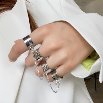 Adjustable Four-piece Chain Combination Ring Men's Ring Women's Ring Index Finger Ring