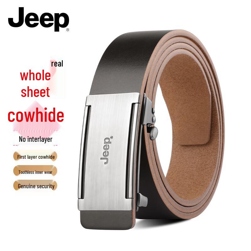 JEEP Men s Genuine Leather Automatic Slide Belt 110-115cm (fits up to 34  waist)