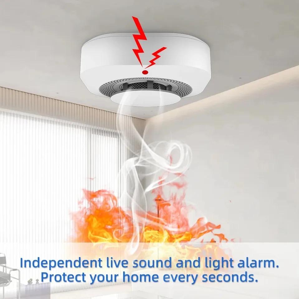 Independent Smoke Detector Sensor Fire Alarm System For Home Office Security Smoke Alarm Fire Protection Battery Powered