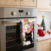 Black Cat Floral Kitchen Towels - Set of 2 Flower Cat Dish Towel for Kitchen Drying, Soft Absorbent Cute Dish Towels Cats Spring, Black Cats Flower