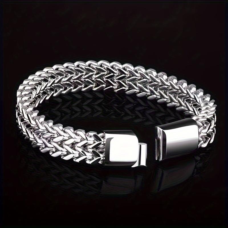 Men's Stainless Steel  Link Chain Miami Cuban Bracelets for Male Boys Gifts Jewelry, Length 21cm