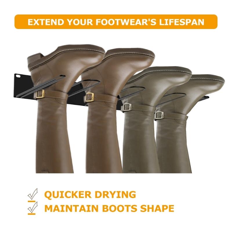 Space Saving Boot Rack Durable Wall Mounted Shoes Holder Simple Long Boot Storage Shelf Organizer Practical Boot Rack