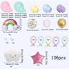 136pcs Macaron Colored White Cloud Balloon Arch Set for Birthdays, Baptisms and General Celebrations Without Electricity