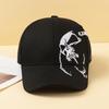 Simple and Fashionable Side-embroidered Skull Baseball Cap, Soft Top Adjustable Curved Brim Baseball Cap, Daily Matching