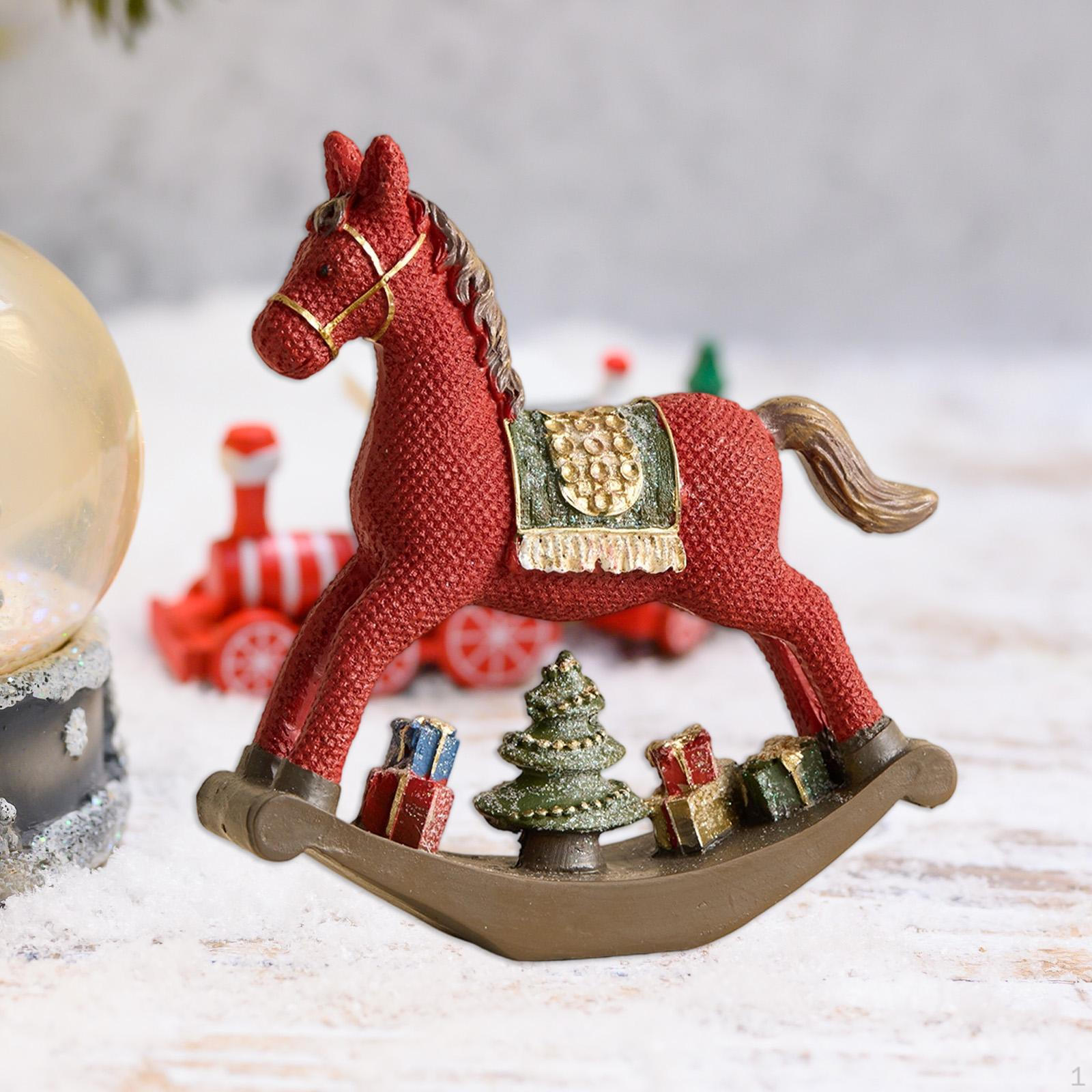 

Rocking Horse Figurine Tabletop Ornament Christmas Decor Art Crafts Resin Modern Animal Sculpture