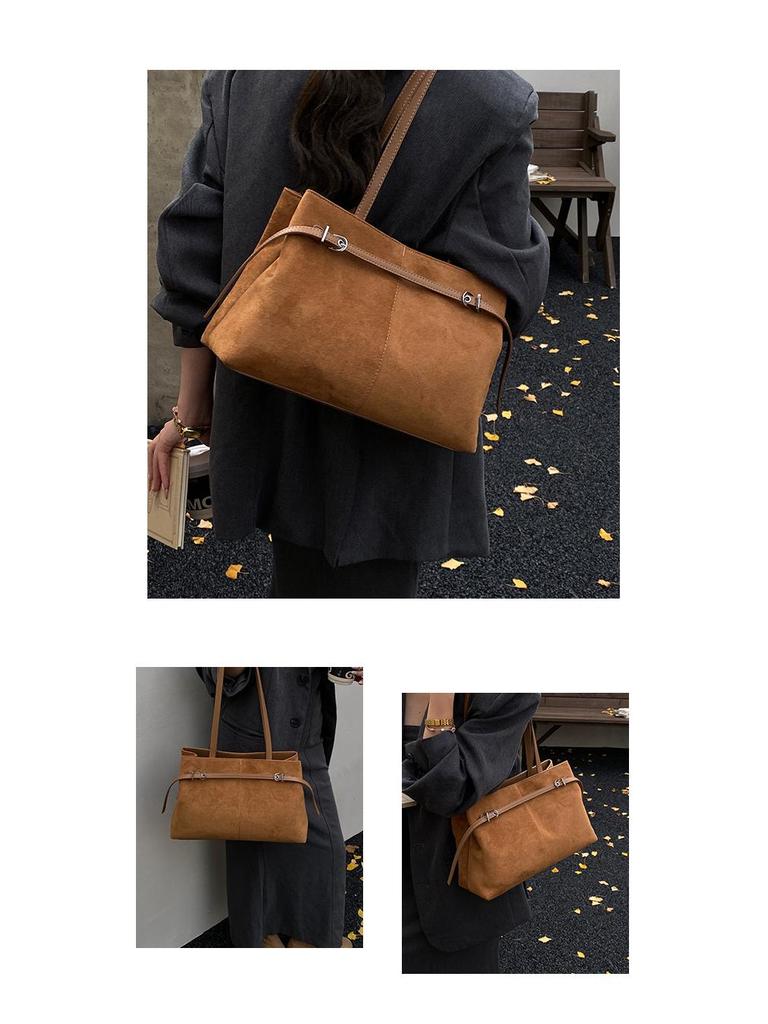 Retro Wildleder Damen Umhängetasche - Große Kapazität, Lässiger Pendlerstil