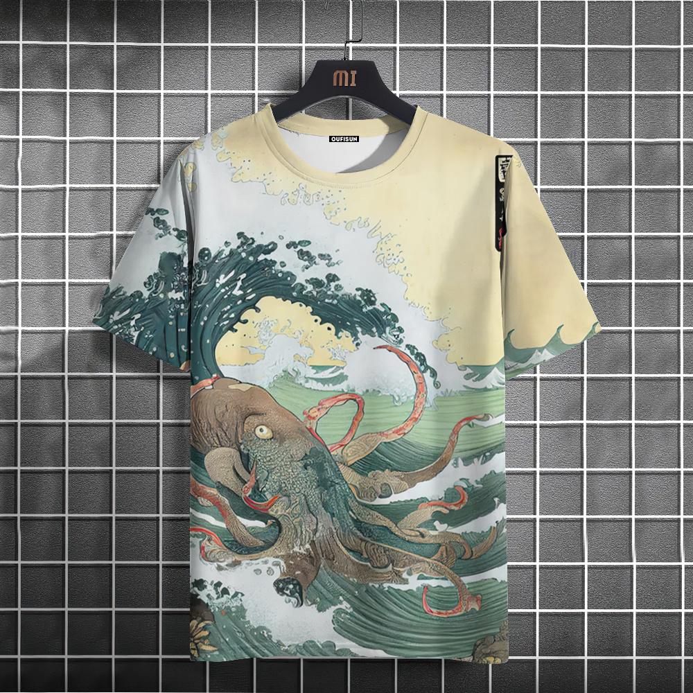Vintage T-shirt Men's T-shirt Japanese T-shirt Street Style Summer Round Neck Streetwear Fashion Casual Shirt 3D Print T-shirt