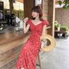 Gentle floral French high-end dress women's summer temperament waist pure desire wind seaside vacation super fairy long skirt