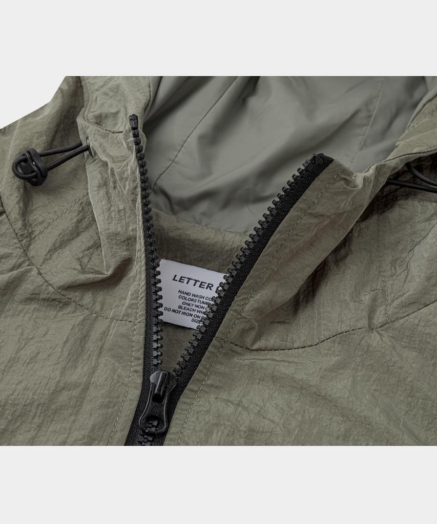 Lettercomo Shell Windpiping Windbreaker Jacket Olive