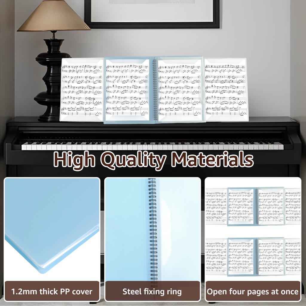 Sheet Music Folder 4 Pages Expand Piano Sheet Music Binder Elegant Spiral Music Binder Organizer A4 Size Writable Choir Folder