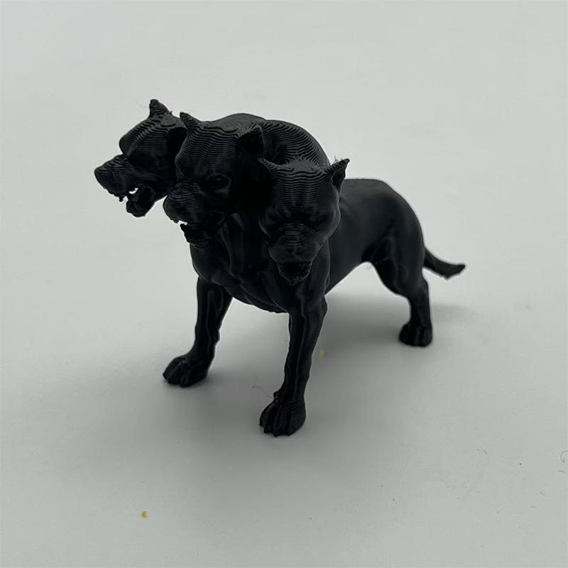 Gothic Three-Headed Dog Statue Desktop Ornaments Scary Black Design Desk Home Decoration