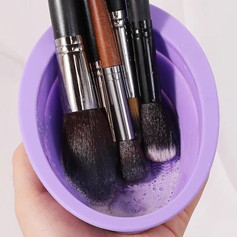 Soft Silicone Makeup Brush Cleaner Folding Powder Puff Cleaning Bowl Eyeshadow Brushes Wash Clean Mat Beauty Tools Scrubber Box