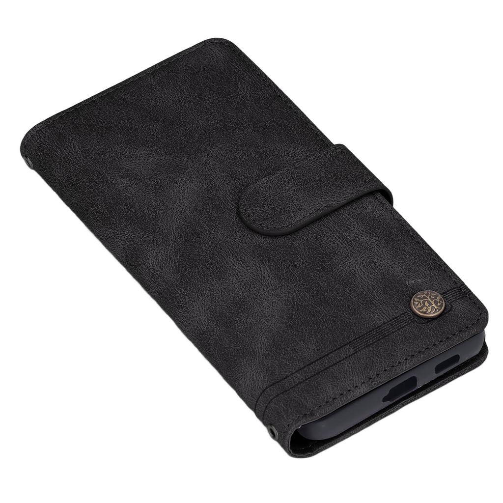 Wallet Phone Case Magnetic Closure Flip Phone Cover with Card Holder Built In Kickstand for Galaxy S21 Ultra Black
