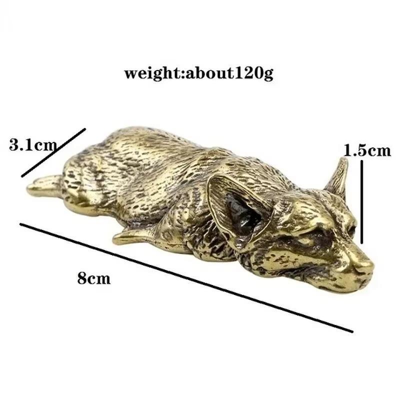 Antique Brass Corgi Dog Micro Carving Handicraft Creative Metal Dog Tabletop Decoration Antique Home Decoration Dog Tea Pet