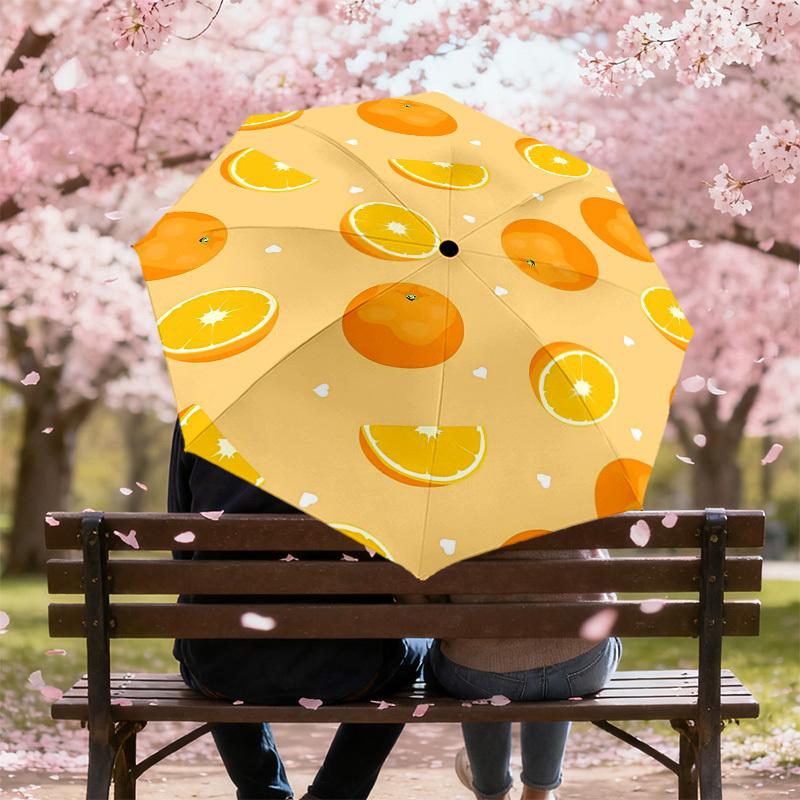 1PC Orange Slice Umbrella-8-Rib Reinforced Portable Folding Travel Suitable for All Seasons Outdoor Daily Use-G354