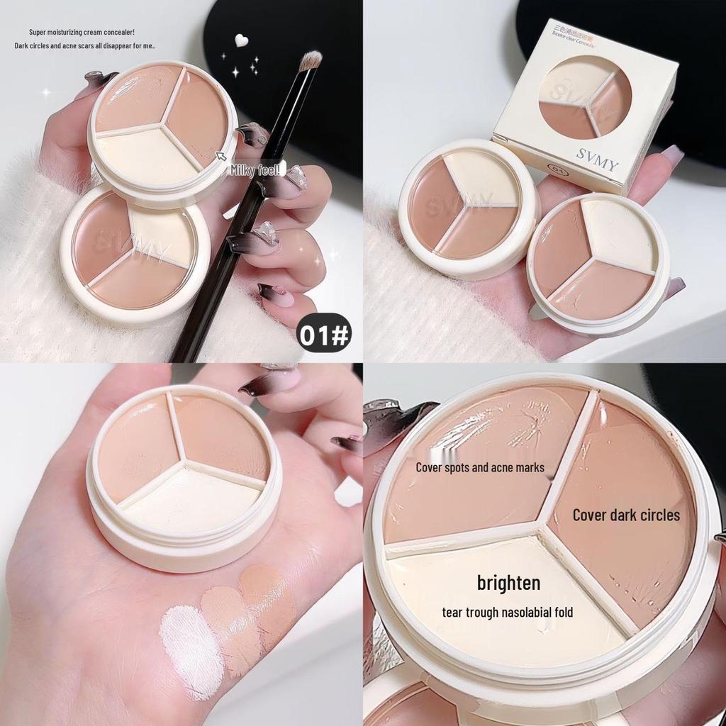 SVMY Tricolor Creamy Concealer: Natural Coverage for Dark Circles & Acne Marks