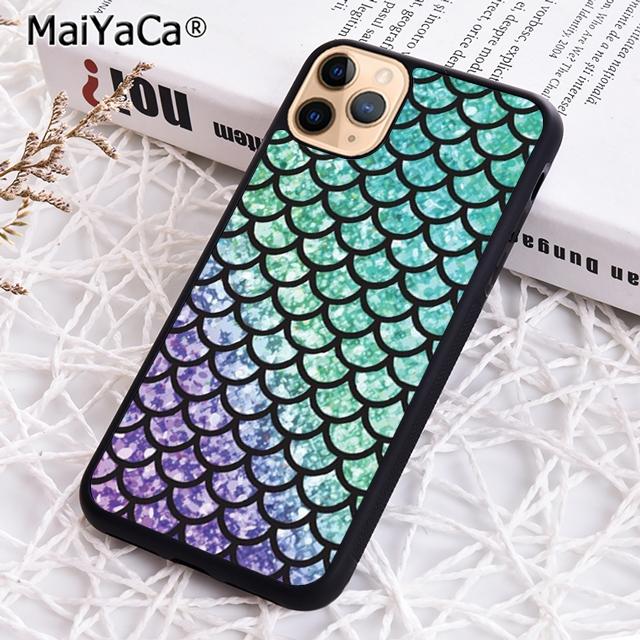 MaiYaCa Watercolor Faux Glitter Mermaid Scales Phone Case For iPhone 17 Air 16 16e 15 plus 11 12 13 14 pro max  coque